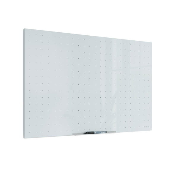 U Brands Non-Magnetic Ghost Grid Glass Dry-Erase Board, 36 x 24 inches, White Frosted Surface, Frameless