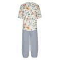 thumbnail image 5 of Yuwull Matching Sets for Women,Plus Size Lounge Two Piece Linen Outfits Floral Print Elegant Short Sleeve Tunic Top and Baggy Capris Pants Loose Casual Pajamas Sets S-4XL On Clearance, 5 of 5