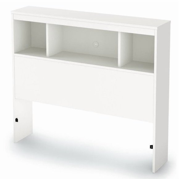 South Shore Litchi Twin Bookcase Headboard, in Pure White