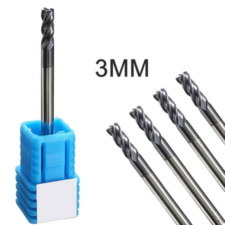 

Goodhd 5PCS Solid Carbide 4 Flute End Mill Shank Tungsten Coated Woodworking Tools 3MM