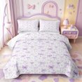 thumbnail image 2 of Manfei Dreamy Princess Bows Quilt King,Cute Purple Bowtie Loves King Coverlet Set,3-Piece,1 Bedspread and 2 Pillowcases, 2 of 7