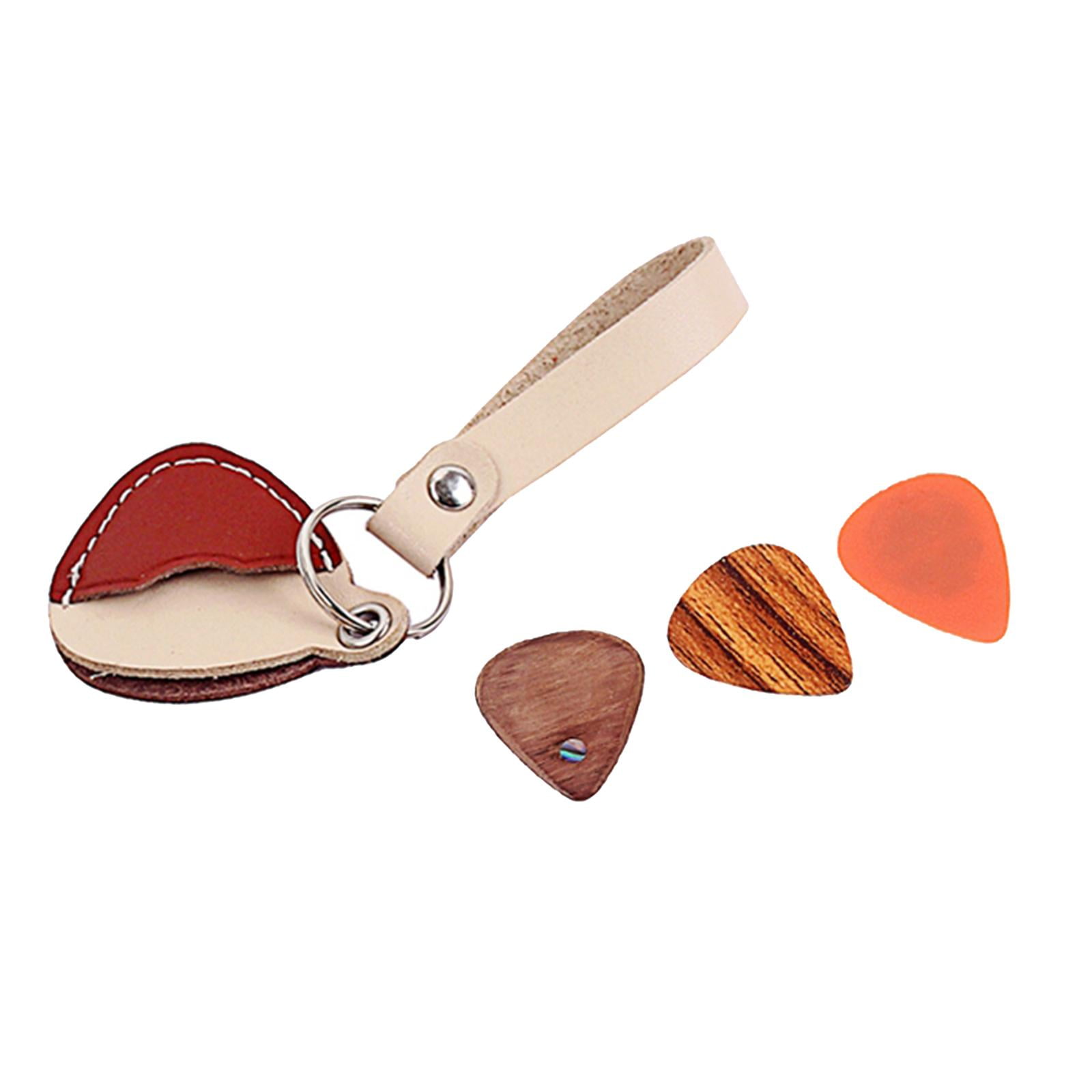 Guitar Pick Holder Case, Guitar Picks Holder Keychain, Red Leather Handmade Design, Plectrum