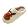 thumbnail image 2 of Men's Christmas Slippers Cute Reindeer Print House Shoes Xmas Fuzzy Warm Flat Shoes, 2 of 8