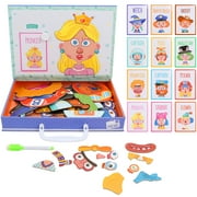 Jellydog Toy 98Pcs Magnetic Puzzles - Face Dress Up Educational Games Boys Girls 3 