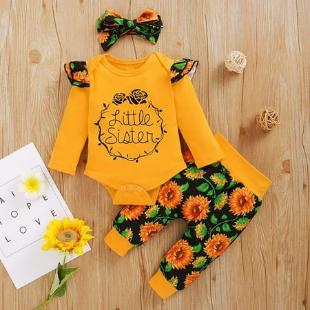 

AURIGATE Tutu Skirt for Newborn Unisex Toddler Baby Boy s Girl s Letter Long Sleeve Romper Floral Print Pants Hairband Suit