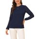 thumbnail image 1 of INSPIRAR CHIC Blusa de Chifón para Mujeres con Cuello de Llave, Manga de Parchwork, Elegante Top de Trabajo 3XL Azul Oscuro, 1 of 8