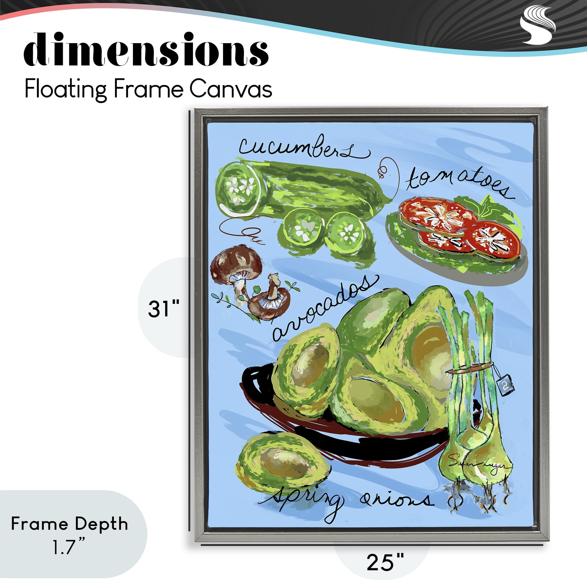 Stupell Industries Fresh Produce Collection Gray Framed Floater Canvas Wall Art, design by Susan Lugar