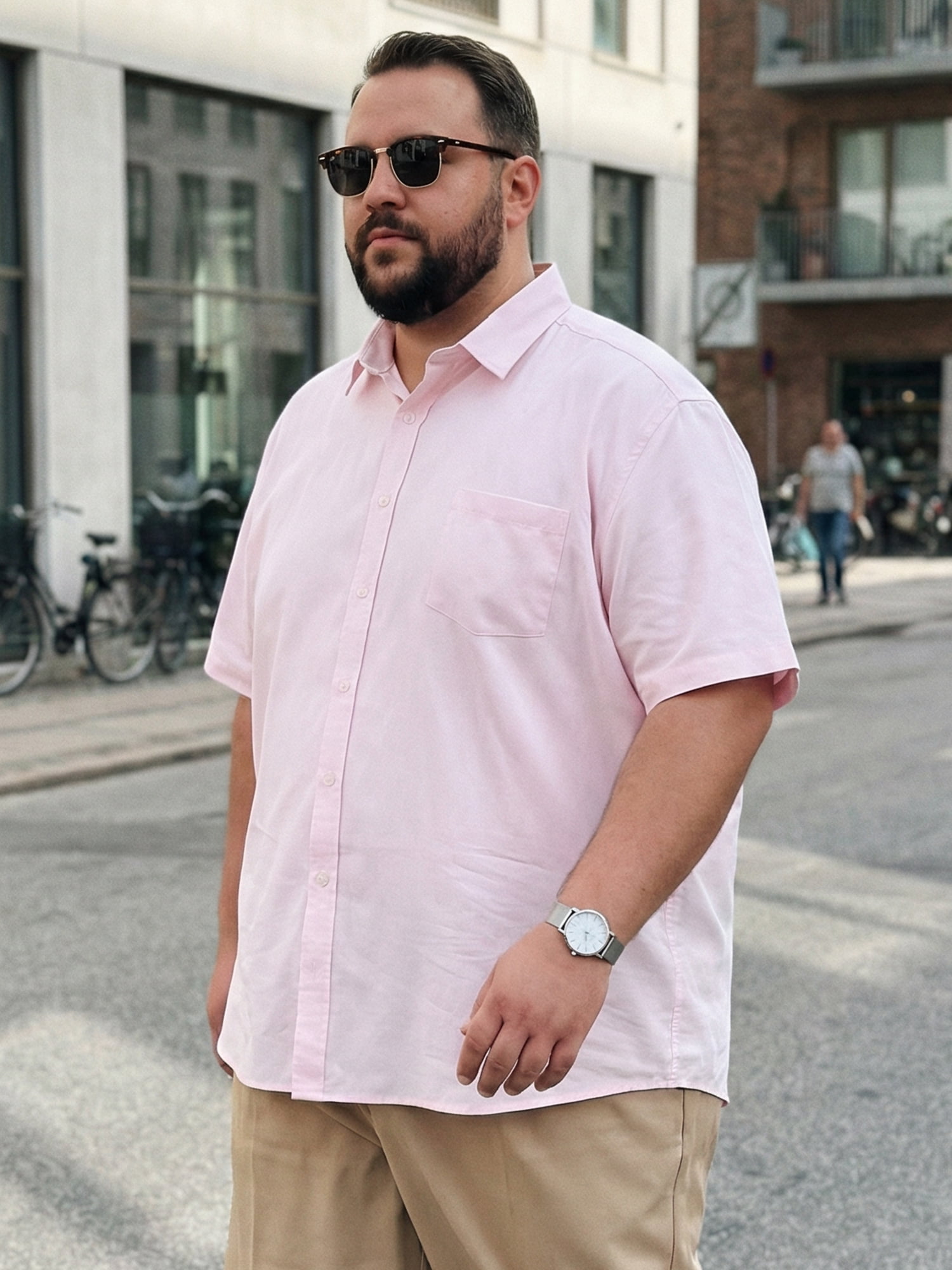 DARING DIVA Men's Big and Tall Business Dress Shirt with Chest Pocket XL Pink
