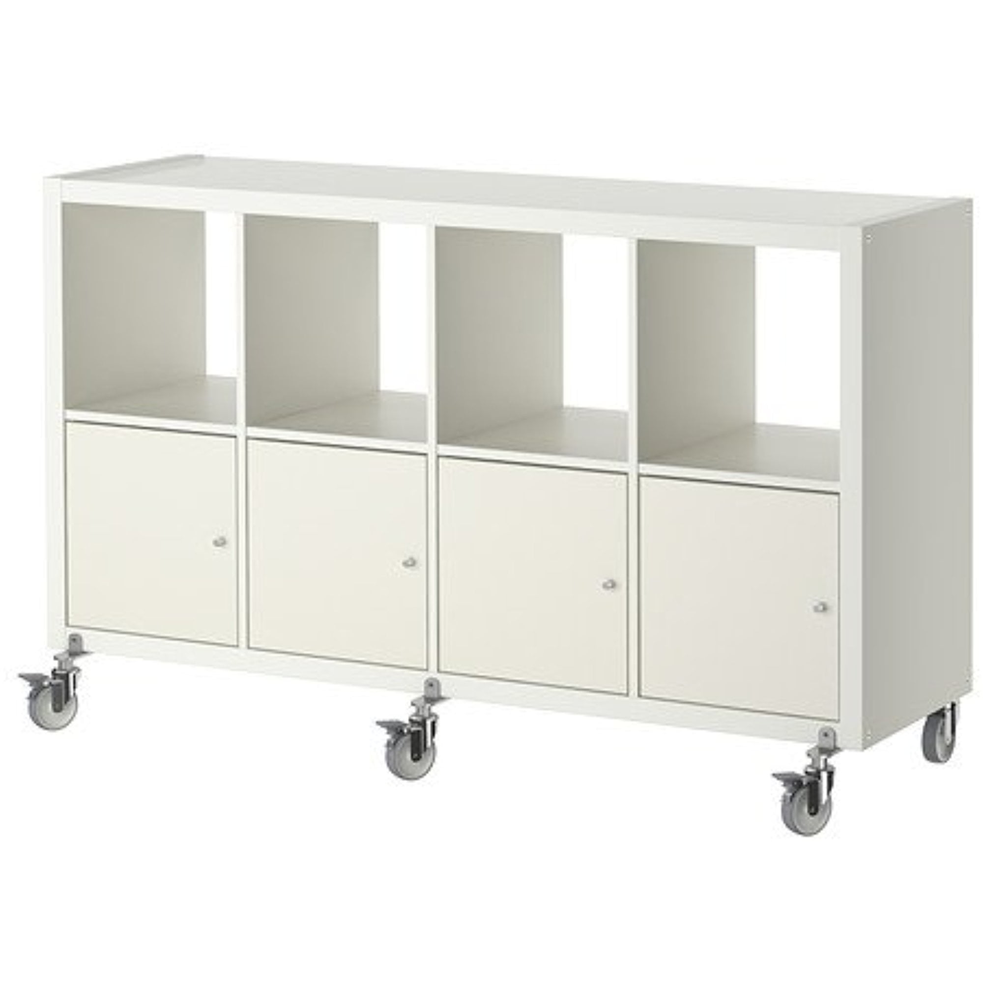 Ikea Shelf unit on casters with 4 doors, white 30382.11214.184