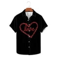thumbnail image 4 of guisaled Men Valentines T Shirts Short Sleeve Button Down Heart Graphic Tee Shirts Classic Relaxed Fit Hawaiian Vacation Dating, 4 of 5