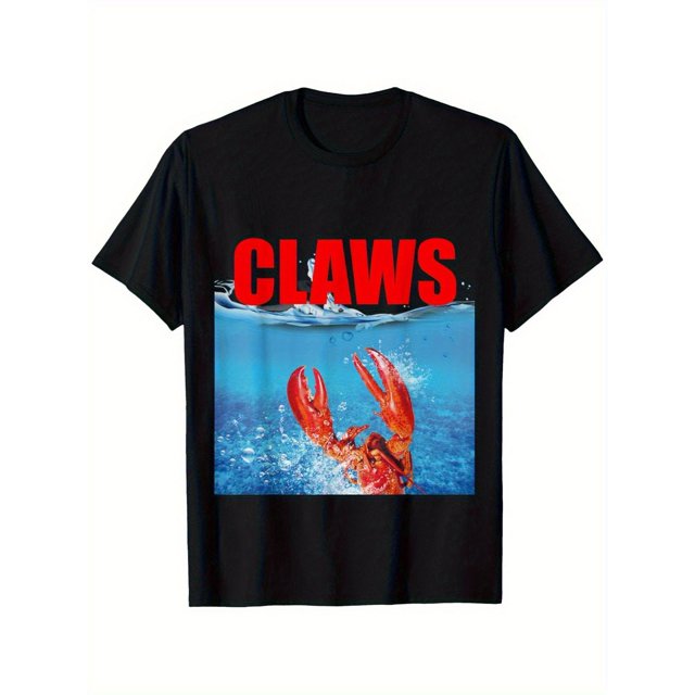 WarehouseS Chemise Patte de Homard Motif Imprimé Col Rond Style Chaud Manches Courtes Sport Décontracté Respirant Mode Coton Cadeaux Hommes Femmes Pères Mère et Ami
