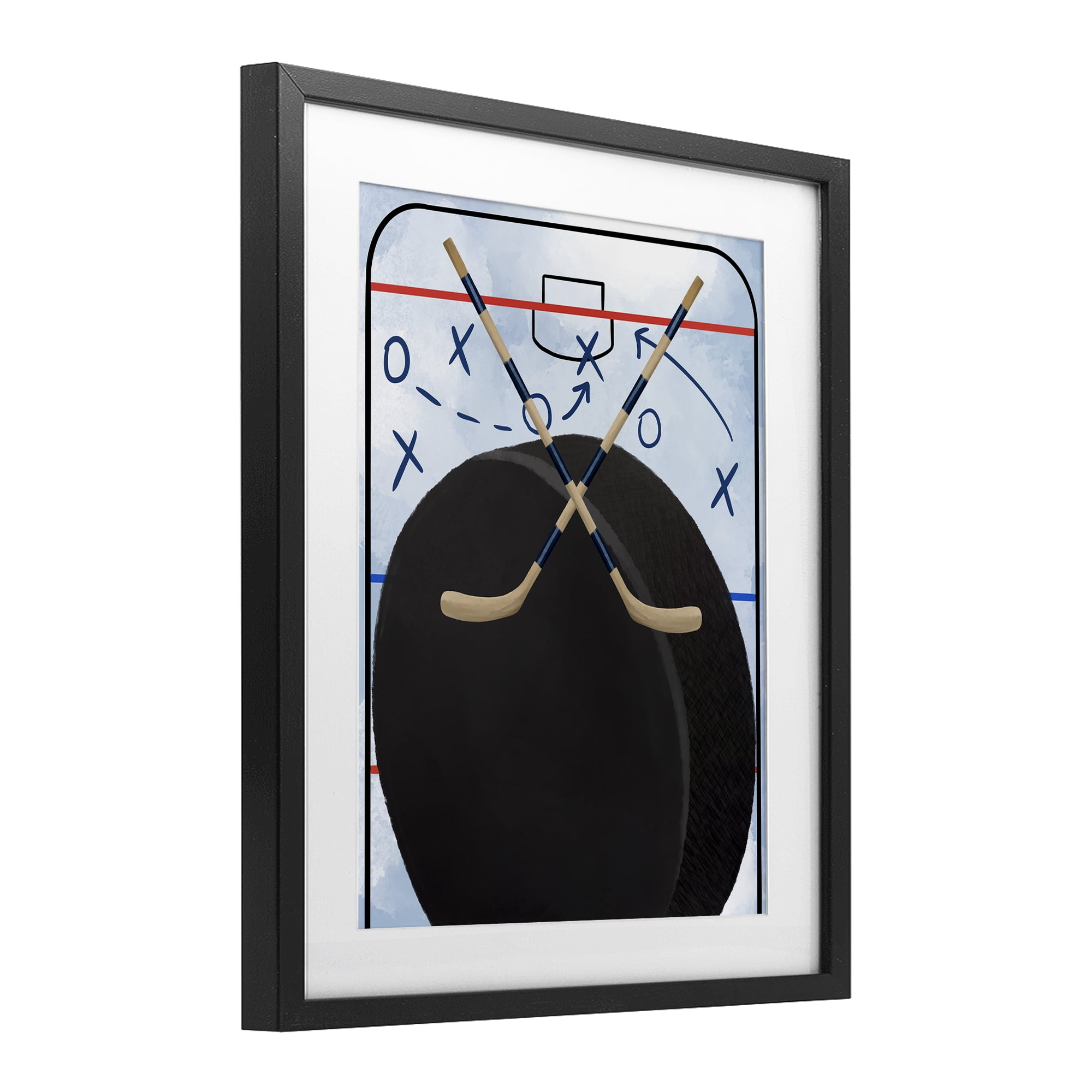 Stupell Industries Hockey Rink Tactics Black Framed Print Under Glass, design by Jennifer Stith