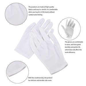 LEEYNEER Lightweight Nylon Protective Gloves Film Handling Gloves Work Gloves - 8 Pairs/Set (White)
