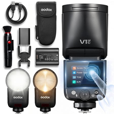 Godox V1 Mid Round Head Flash for Canon Cameras 55Ws Output 1.7s Recycle 2.4G TTL/HSS