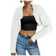 thumbnail image 1 of Women's Long Sleeve Open Front Ribbed Knit Crop Cardigan Polyester for Casual Outings, 1 of 4