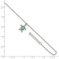 thumbnail image 2 of Sterling Silver Rhodium-plated Created Blue Opal Turtle w/ 1in ext. Anklet, 2 of 2