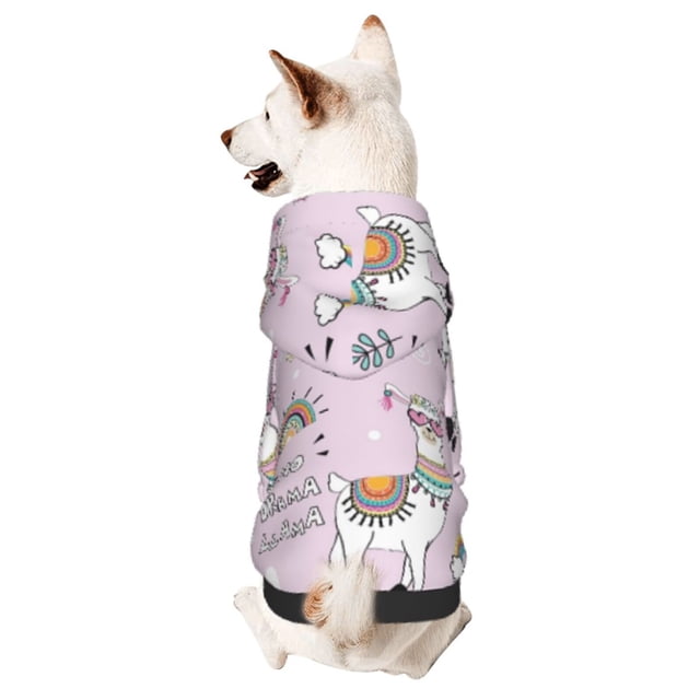 Fotbe No Drama Llama Sudadera con Estampado para Perros Pequeños – Suéter con Capucha para Mascotas, Tela Suave de Forro Polar con Bolsillo-Large