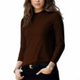 thumbnail image 4 of SwiftWear Women's Striped Long Sleeve Crew Neck Shirt Soft Stretch Knit Basic Going Out Tops Trendy Casual Comfort Tee for Fall Winter​, Brown, 4 of 4