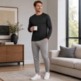 thumbnail image 2 of AZoiNM Men's Solid Long Sleeve T-Shirt Relaxed Fit Breathable Casual Top Athletic Wear, 2 of 8
