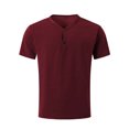 thumbnail image 4 of Xunlbb Mens Shirts Short Sleeve T Shirts, Man Fashion Leisure Solid Color V-neck Ventilation Motion Short Sleeve Gift for Mmen, Red S, 4 of 5