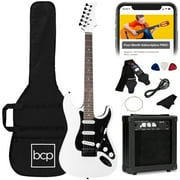 Best Choice Products 39in Full Size Beginner Electric Guitar Kit with Case, Strap, Amp, Whammy Bar - Glacier White