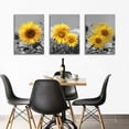 thumbnail image 2 of Sunflower Wall Art for Living Room Black White Flowers Wall Decor Yellow Floral Canvas Prints Painting Wood Frame with Hook Decorative Botanical Blossom Picture Artwork in 3 Panels 12×16 Inches, 2 of 6