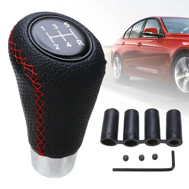 5 Speed Leather Manual Car Gear Shift Knob Shifter Handle Lever Black  Universal