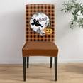 thumbnail image 4 of Dining Chair Slipcover, Halloween Boo Pumpkin Skull Ghost Tombstone Circle Orange Black Plaid Stretch Kitchen Chair Covers Removable Parsons Chair Protector Covers for Dining Room Party, Set of 4, 4 of 6