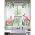 thumbnail image 2 of Pink Flamingo Birds Sheer Curtains 72 Inch Length 2 Panels for Living Room, Summer Tropical Plants Flowers Voile Kitchen Curtain Set, Luxury Privacy Drapes Window Treatment for Bedroom, 2 of 7