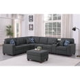 thumbnail image 5 of Pemberly Row 8-Piece Fabric Upholstered Sectional w/ Console & Ottoman-Dark Gray, 5 of 12