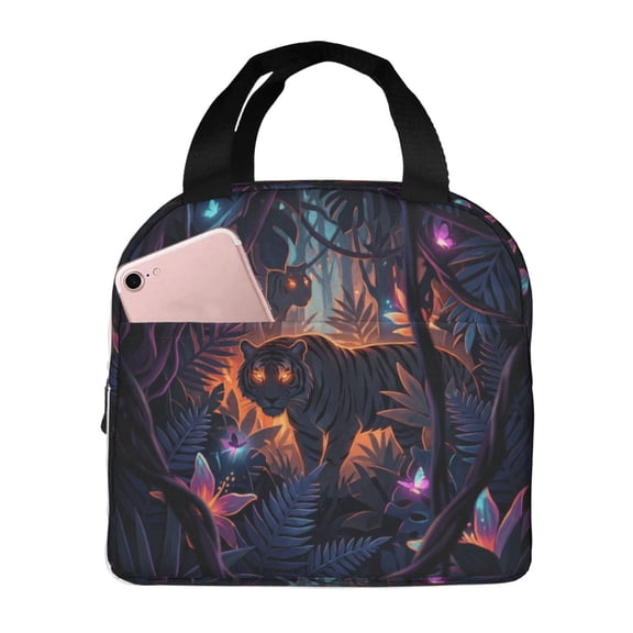 Tiger Lunch Box Insulated Lunch Bag For Women Men,Reusable Lunch Box Containers Durable Cooler Tote Bag Lunchbox For Office/Travel/Picnic