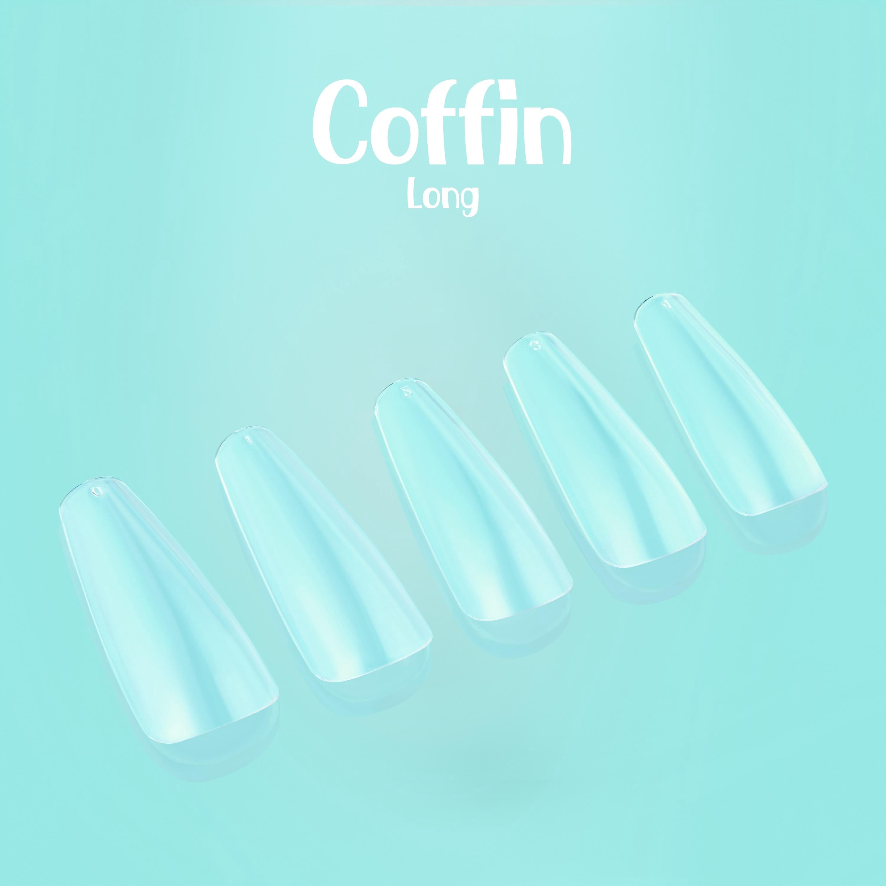 NABulous™ Clear Coffin Long Soft Gel Nail Starter Kit | Professional Nail Kit | Long Length Full Cover Nail Tips | DIY Manicure Essentials (Coffin Long)