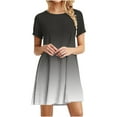 thumbnail image 3 of pstuiky Womens Dresses, Gradient Print T Shirt Dresses for Women Mini Dresses Dressy Short Sleeve Crew Neck Party Dresses for Women Vintage Dress Black L, 3 of 7
