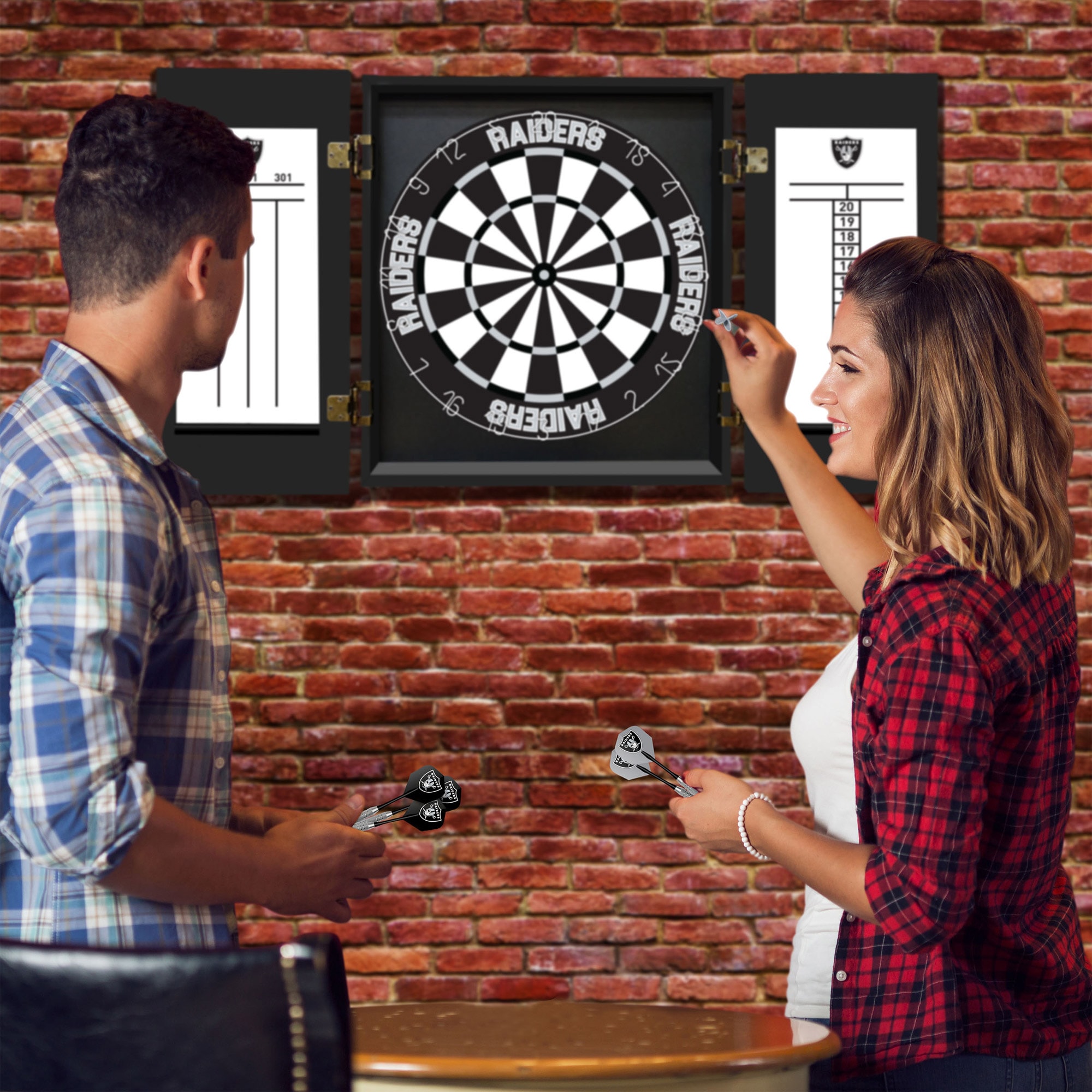 Imperial Las Vegas Raiders Fans Choice Dartboard Cabinet