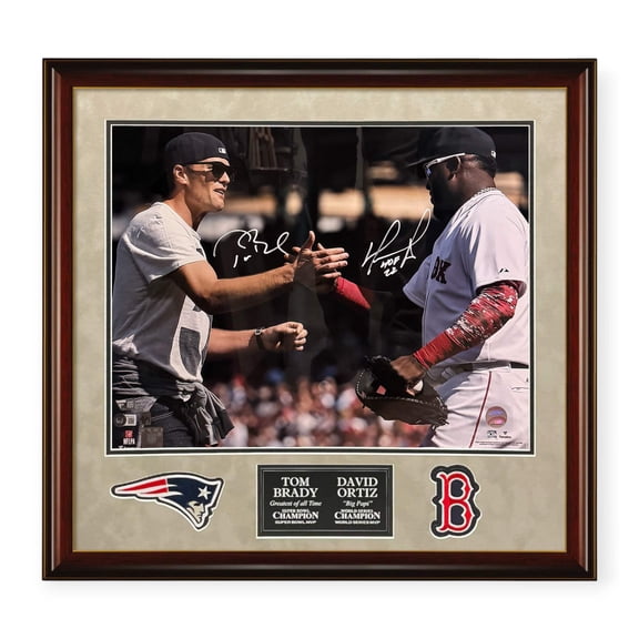 Tom Brady  David Ortiz Inscribed Autographed 16x20 Photo Framed To 23x27 Fanatics