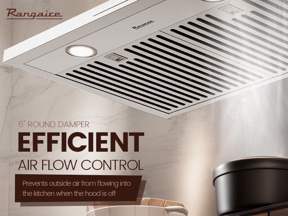 Rangaire RHWMP30S 30" Wall Mounted Hood - Stainless Steel, 3 Speed Fan, LED Lights, Push Button Control