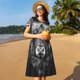 thumbnail image 4 of Disketp Geometric Bull Design para Vestido de Manga Corta para Mujeres, Vestidos de Verano para Mujeres, Casual y Holgado para la Playa, 4 of 6