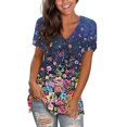 thumbnail image 1 of Pntutb Moda Mujer Verano Cuello En V Manga Corta Estampado Casual Camiseta Blusa Pntutb Pntutb-5165, 1 of 6