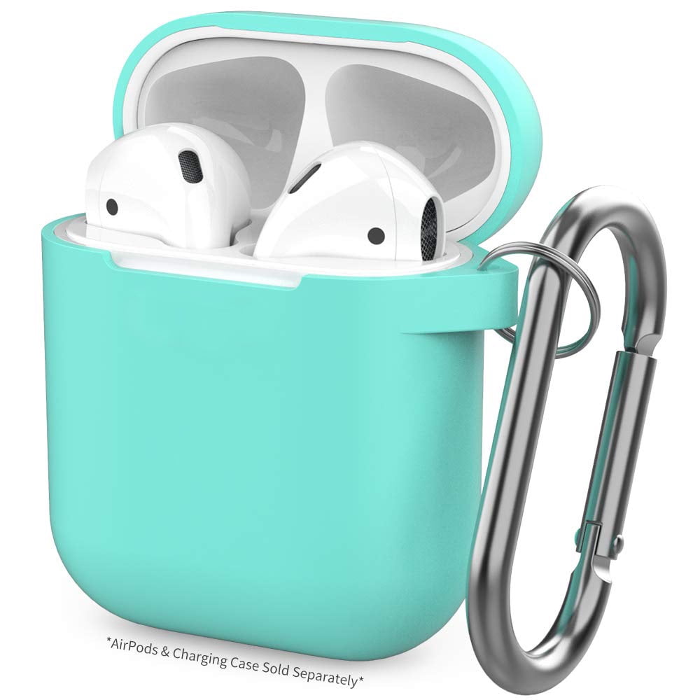 Compatible with AirPods 2 and 1 Shockproof Soft TPU Gel Case Cover with Keychain Carabiner for Apple AirPods Football Soccer