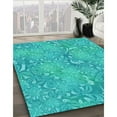 thumbnail image 3 of Ahgly Company Machine Washable Indoor Square Transitional Dark Turquoise Green Area Rugs, 3' Square, 3 of 7