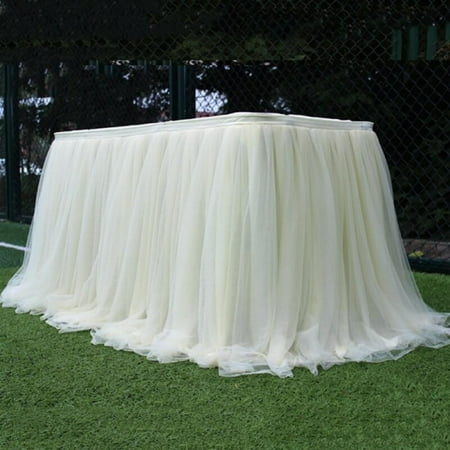 

Clearance! 39*29 Tulle Rectangle Tablecloths Skirt Decor With Table clip For Wedding Party Banquet Events