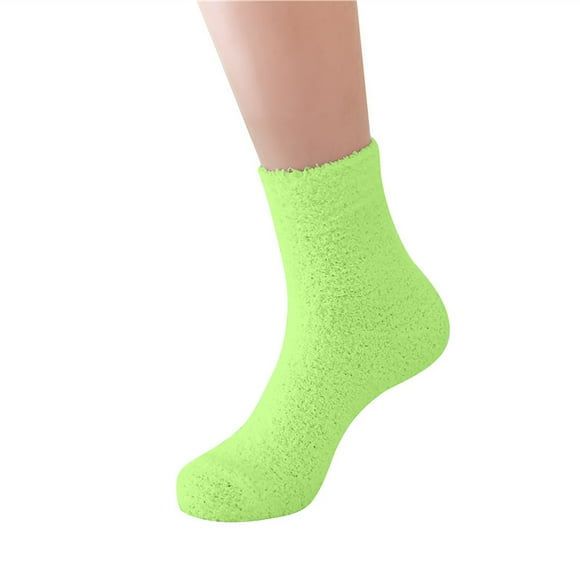 Clearance Sale Ukumplol Ankle Socks for Women Crew Socks for Women Fuzzy Cozy Slipper Socks Warm Soft Winter Plush Home Sleeping Socks Heated Socks Green One Size