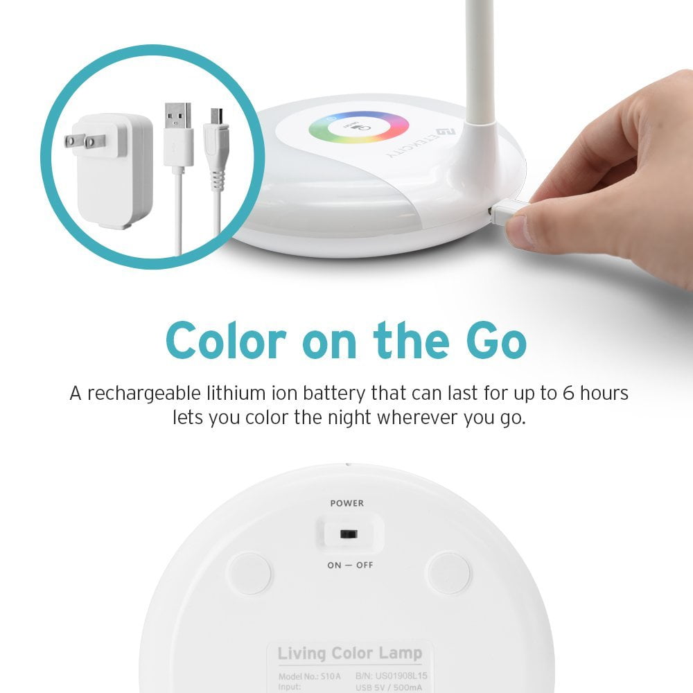 Etekcity Wireless Rechargeable Color Led Desk Lamp Eye Caring Table With Full Changing Night Light Touch Control Flexible Gooseneck 3