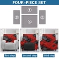 thumbnail image 6 of FUIALDOLG Red Polynesian Decor Recliner Chair Cover, 4-Pieces Stretch Recliner Covers for Reclining Couches Washable Reclining Chair Slipcover Furniture Protector for Living Room, 6 of 7