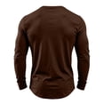 thumbnail image 6 of Domuza Mens Long Sleeve Shirt with Pocket Crew Neck Shirts Casual Solid Lightweight Basic T-Shirt Brown L, 6 of 8