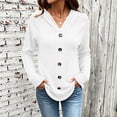 thumbnail image 4 of Qgtaibl Hooded Tops for Women Ribbed Knit Raglan Long Sleeve Pullover Shirts Soft Stretchy Decorative Button Tunics White XXXL, 4 of 9