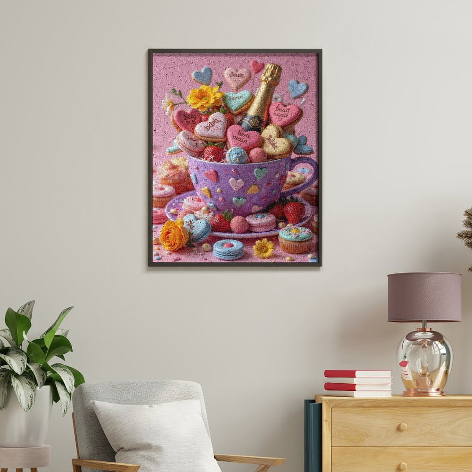 Paint By Numbers Kit for Adults Beginner - DIY Heart Cupcake Celebration Roses Canvas Painting Kits for Adults, Frameless Paint By Number for Adults for Home Wall Decor 16x20 Inch