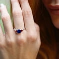 thumbnail image 5 of Gem Stone King 10K White Gold Blue Sapphire and Red Garnet 3-Stone Engagement Ring for Women 2.68 Cttw, 7MM Cushion and 4MM Trillion (Size 9), 5 of 6