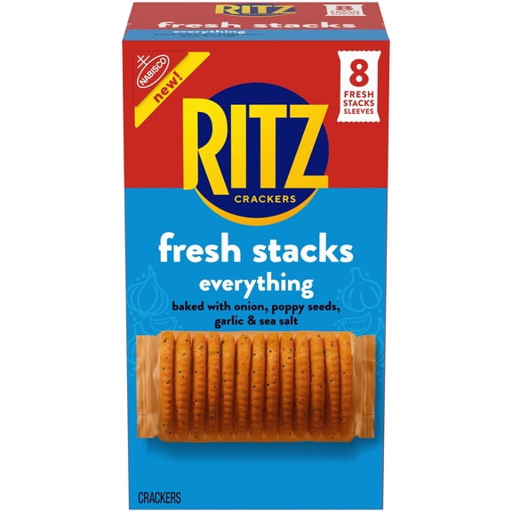 RITZ Fresh Stacks Everything Crackers, Travel Snacks, 11.8 oz (8 Multi Snack Packs)