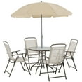 thumbnail image 3 of Outsunny 6 Piece Fabric Patio Dining Set for 4 with Umbrella, Outdoor Table and Chairs, Beige, 3 of 10